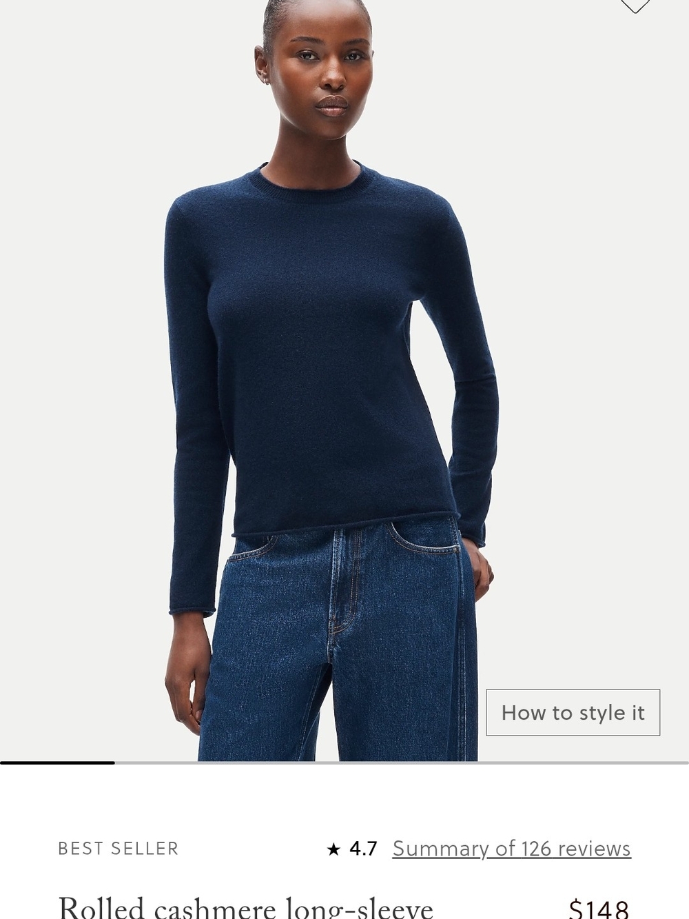 J. Crew Navy Crewneck Cashmere Sweater